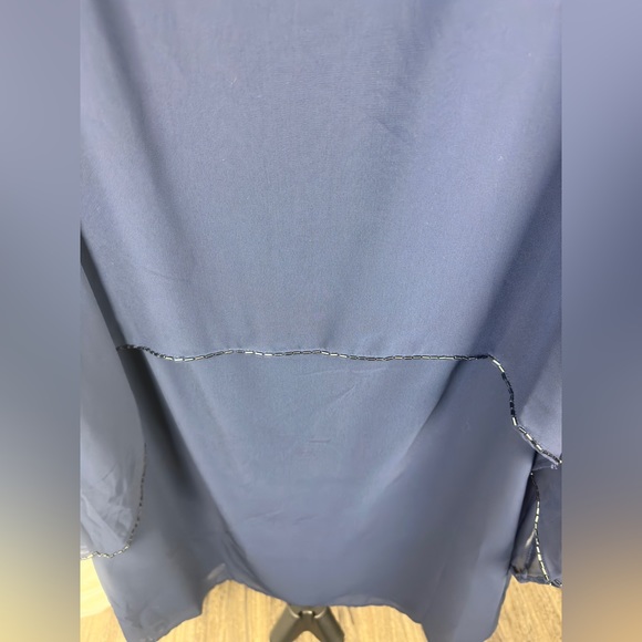 Marina 3/4 Sheer Flare Sleeve Navy Blue Chiffon Dress Size 4 (Small) NWT - Picture 7 of 14